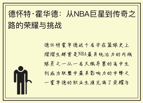 德怀特·霍华德：从NBA巨星到传奇之路的荣耀与挑战